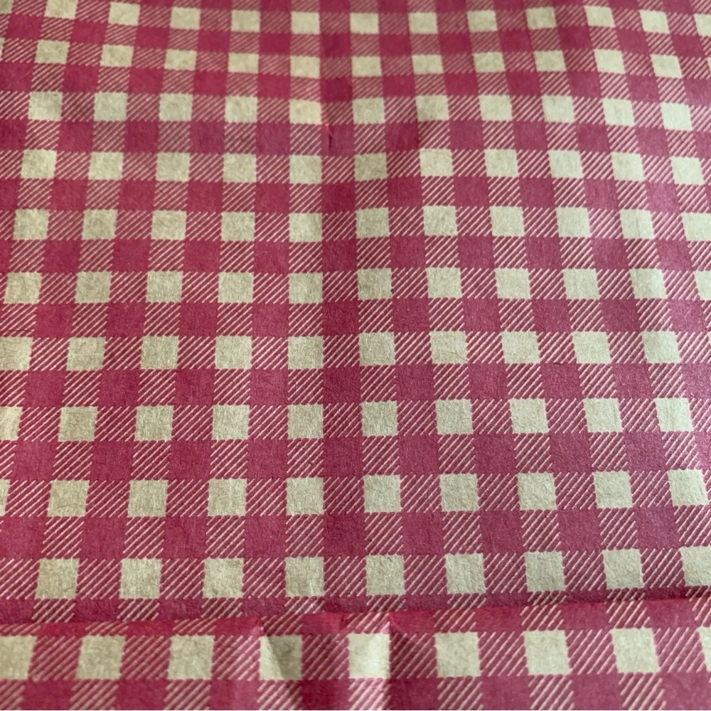 Red Gingham Gift Bags with Festive Tissue Paper Bundle